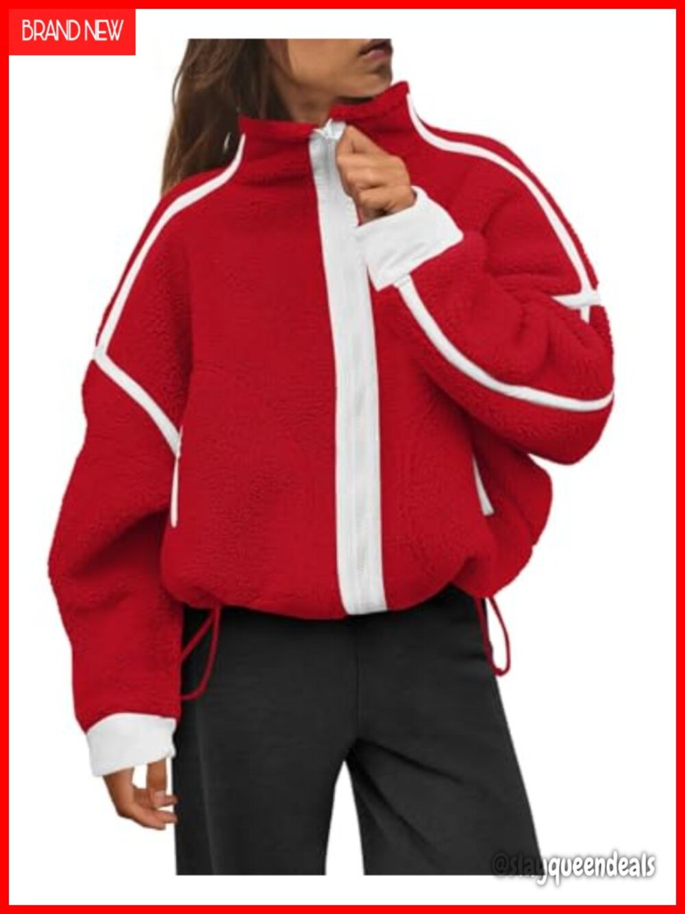 Sherpa Fleece Jacket Zip Up Fuzzy Oversized Sweatshirt with Pockets Cozy